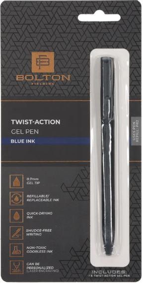 Bolton Black Twist-Action Gel Pen with Blue Ink