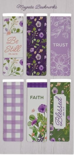 Blessed Blooming Flowers Six-Piece Magnetic Bookmark Set