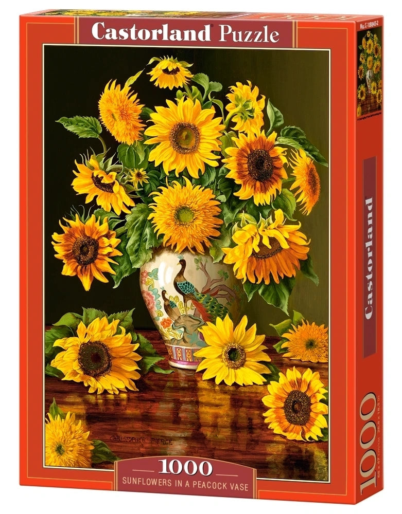 1000 Piece Sunflowers in a Peacock Vase