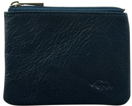 Coin Purse Small Genuine Leather: Navy