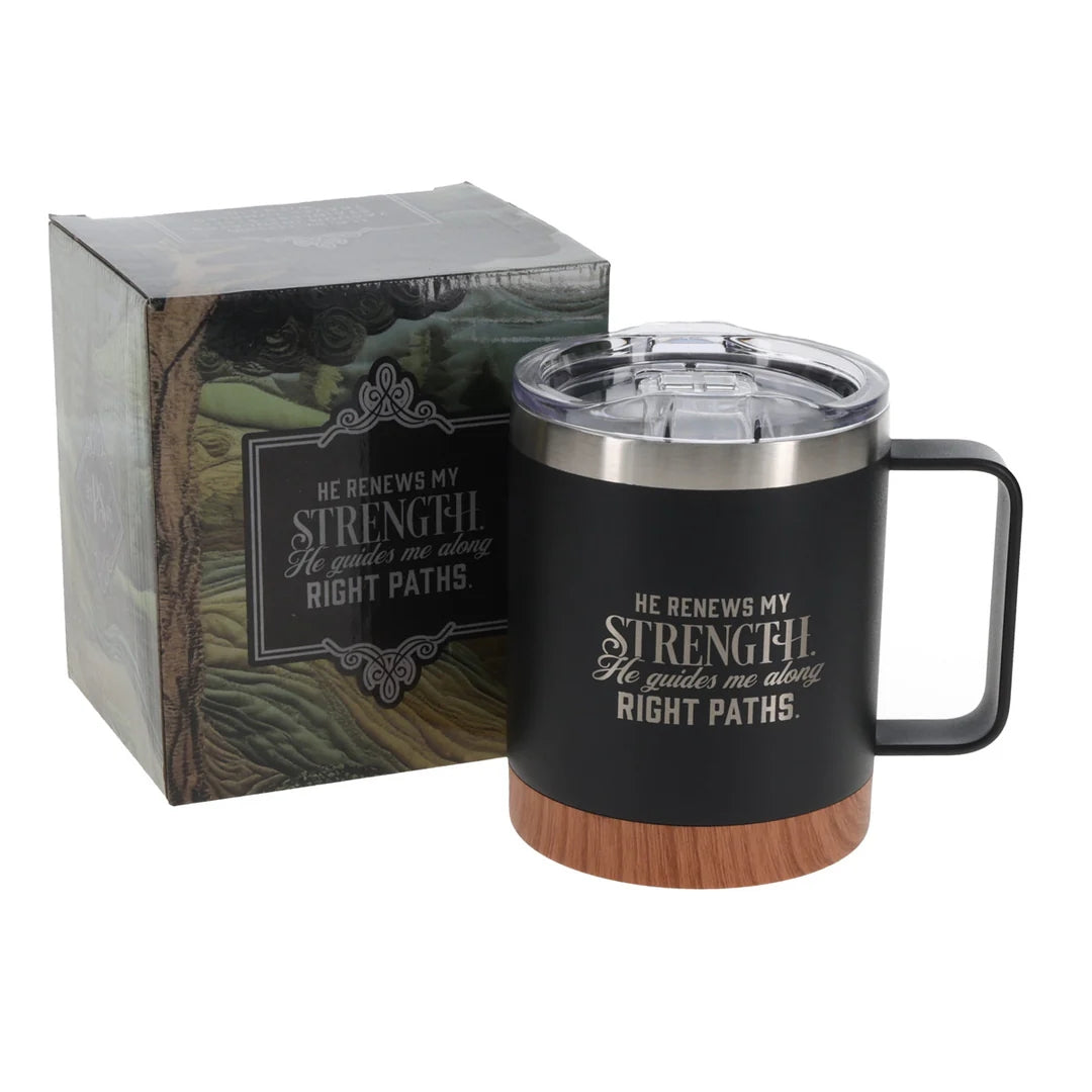 Stainless Steel Travel Mug: He Renews My Strength