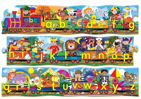 28 Piece Alphabet Train Wooden Floor