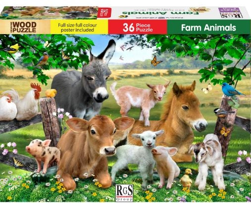 36 Piece Wooden Farm Animals