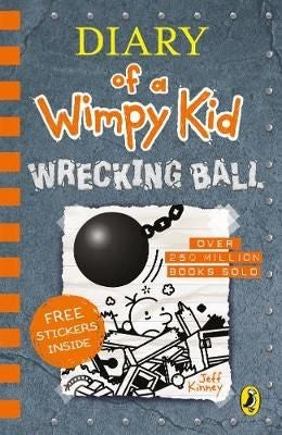 Diary of a Wimpy Kid 14 Wrecking Ball Paperback with stickers