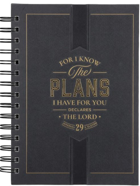 I Know the Plans I Have for You Declares the Lord Black Large Hardcover Wirebound Journal