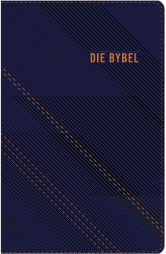 Die Bybel NLV Donkerblou en Oranje Kunsleer Met Duimgrepe