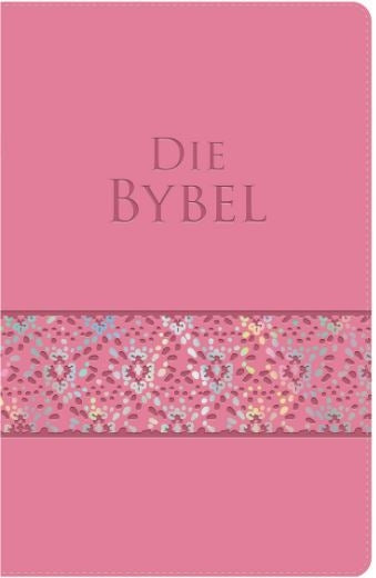 Die Bybel NLV Pienk Met Glinster Kunsleer Met Duimgrepe