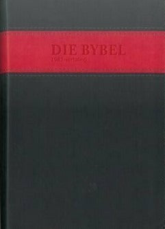 Die Bybel 1983 Vertaling Medium Houtskoolgrys & Rooi Fleksieband