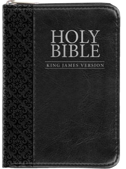 Bible KJV Black Faux Leather Mini Pocket Edition Bible Red Letter With Zip