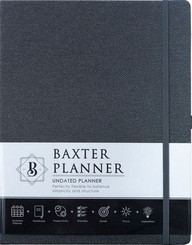 Baxter Undated Planner A4 Black (Durable Synthetic Fibre Flexcover)