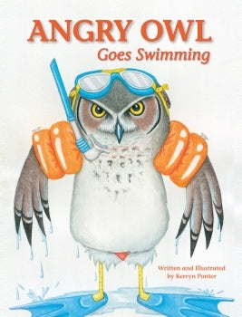Angry owl goes swimming