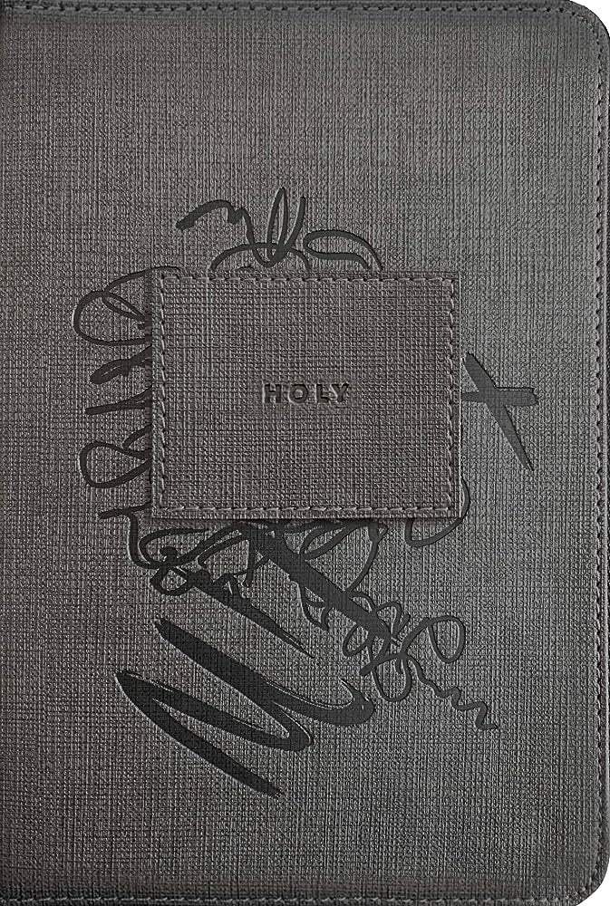 Bible NLT Filament Compact Zipper, Red Letter, With Zipper, Charcoal Patch