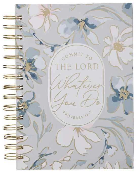 Commit to the Lord Whatever You Do Floral Large Hardcover Wirebound Journal