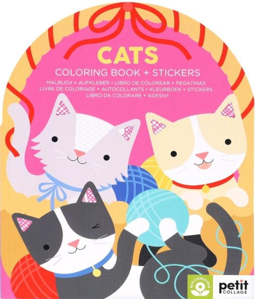 Petit Collage Cats Coloring Book & Stickers