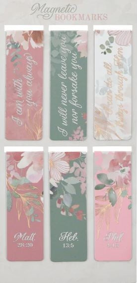 Foiled Floral Magnetic Bookmarks Set Of 6