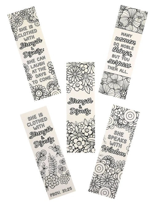 Bookmark Colouring Set Five Piece: Strength and Dignity