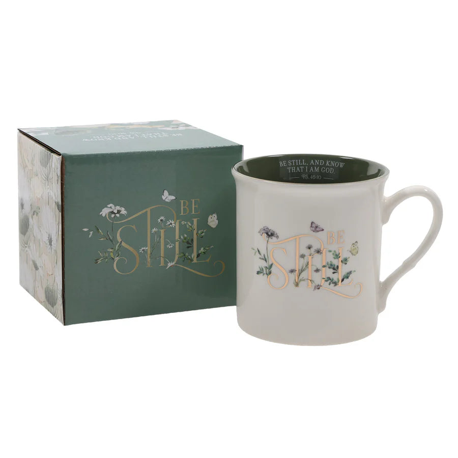 Ceramic Mug: Be Still with Green Interior