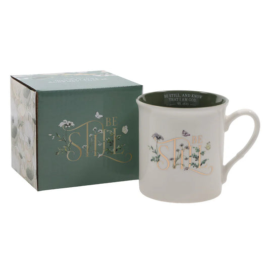 Ceramic Mug: Be Still with Green Interior