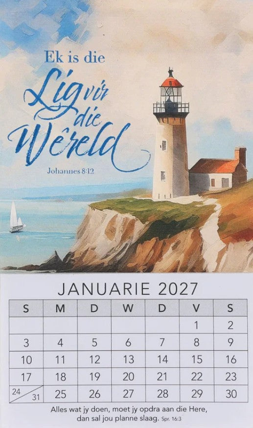 2027 Klein Magnetiese Kalender Ek Is die Lig vir die Wêreld