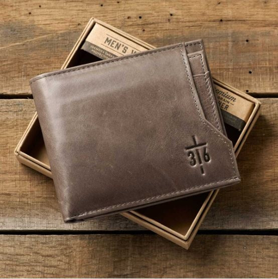 Wallet Genuine Leather: John 3:16 Cross