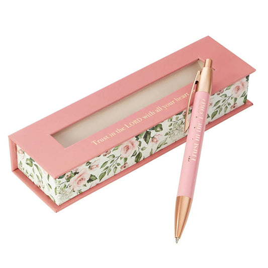 Metal Pen in Box: Proverbs 3:5 Trust In The Lord