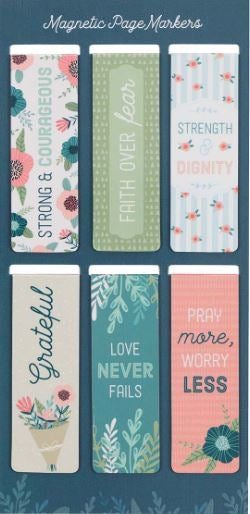 Floral Garden Magnetic Bookmarks Set Of 6