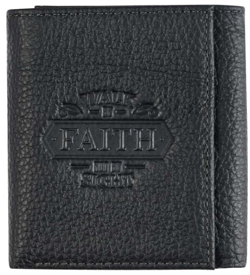 Wallet Genuine Leather: Walk By Faith 2 Corinthians 5:7