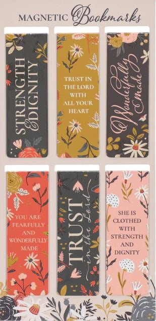 Warm Florals Six-Piece Magnetic Bookmark Set