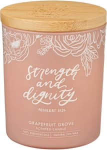 Scented Candle with Bamboo Lid: Strength and Dignity Grapefruit Grove