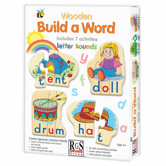 16 Piece Build A Word Wooden Puzzle
