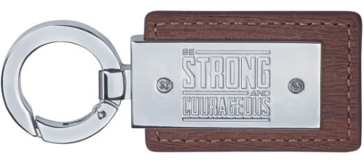 Be Strong And Courageous Faux Leather Key Ring - Joshua 1:9