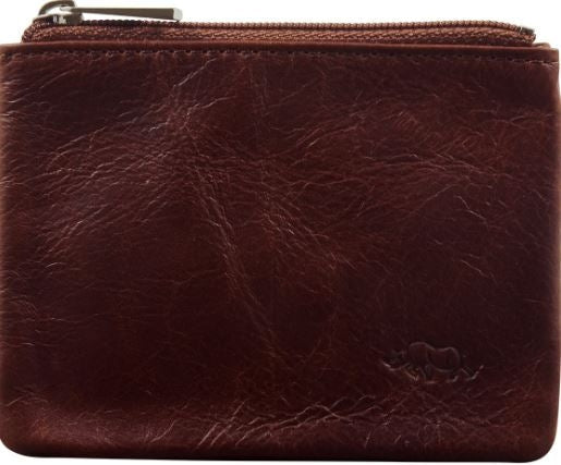 Coin Purse Small Genuine Leather: Red-Brown