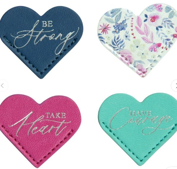 Take Courage Four Piece Corner Heart Faux Leather Bookmark