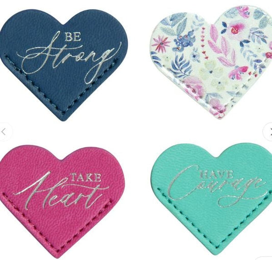 Take Courage Four Piece Corner Heart Faux Leather Bookmark
