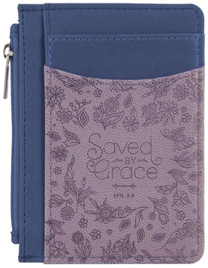 ID Card Holder Faux Leather: Saved By Grace Ephesians 2:8