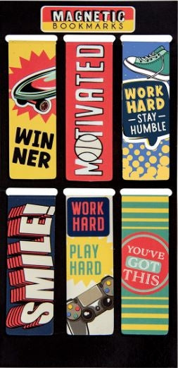 Motivational Sticker Six Piece Magnetic Bookmark Set