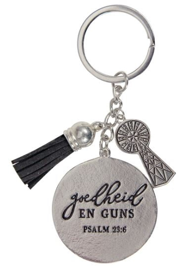 Goedheid en Guns Afrikaans Metal Key Ring