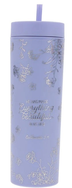 Travel Tumbler with Straw: He Has Made Everything Beautiful