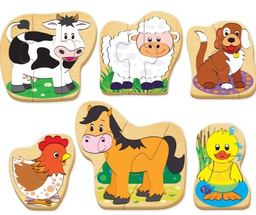 6 X 2 3 Piece Wooden Farm Animals