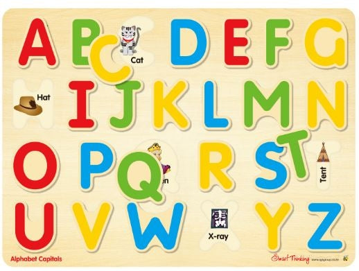 26 Piece Tray Wood Abc Capitals