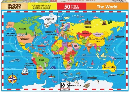 50 Piece Wooden The World