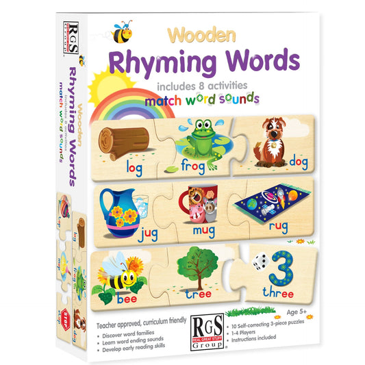 10 x 3 Piece Rhyming Words Wooden Puzzle