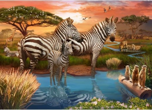 1000 Piece Zebra Family