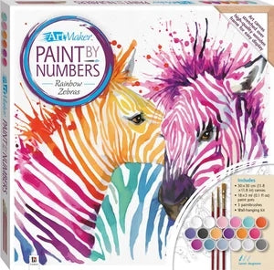 Paint by Numbers Canvas Rainbow Zebras