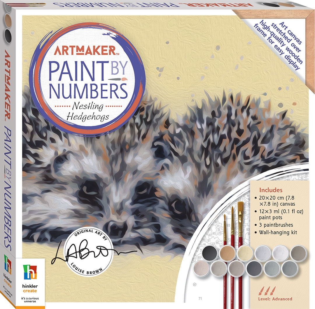 Art Maker Paint by Numbers Canvas: Nestling Hedgehogs