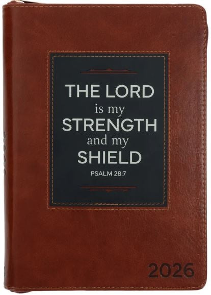 2026 Daily Planner The Lord is My Strength Faux Leather with Zip