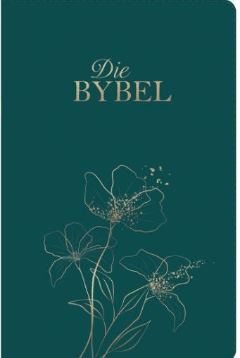 Die Bybel NLV Olyfgroen Met Goue Blomme Kunsleer Met Duimgrepe