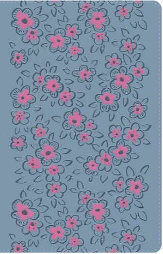 Die Bybel NLV Ligblou Met Pienk Blomme Kunsleer Met Duimgrepe