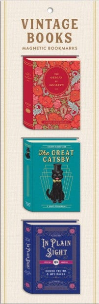 Vintage Books Shaped Magnetic Bookmarks