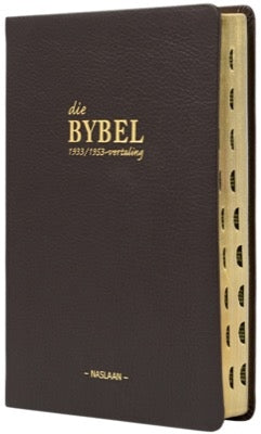 Die Bybel 1933/1953 Vertaling Medium Bruin Egte Leer Duimindeks